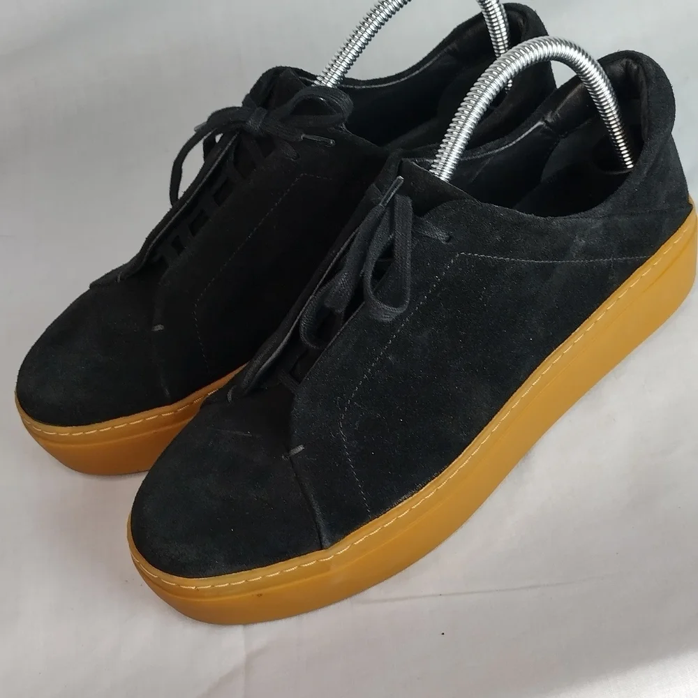 Cos Black Suede Platform Hidden Laces Sneakers 9.5 Womens Shoes Casual Wear